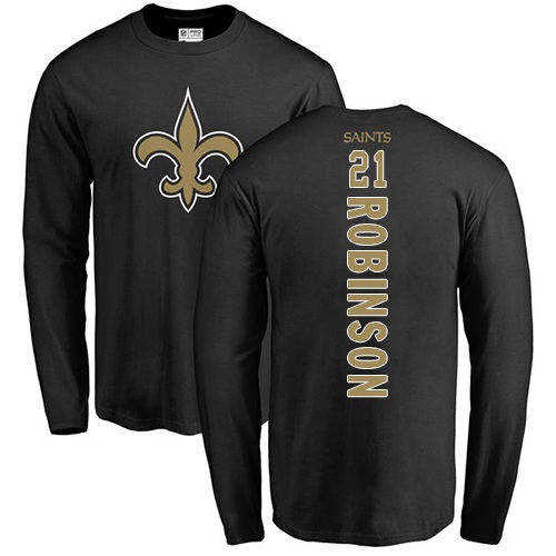 Men New Orleans Saints Black Patrick Robinson Backer NFL Football #21 Long Sleeve T Shirt->new orleans saints->NFL Jersey